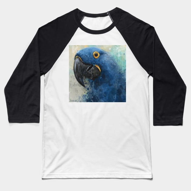 Chaotic Painting of a Blue Parrot Baseball T-Shirt by ibadishi